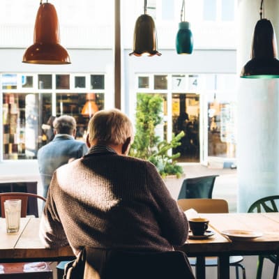 Customer at coffee shop