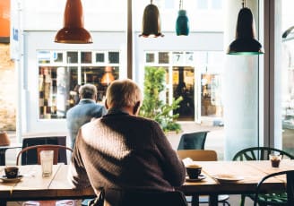 Customer at coffee shop